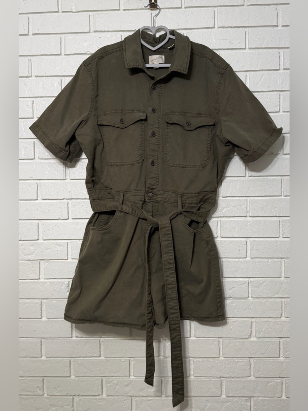 Universal Thread Olive Green Utility Romper with Belt